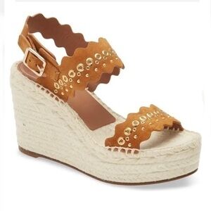 CHLOE Lauren Grommet Stud wedge Sandals size 41